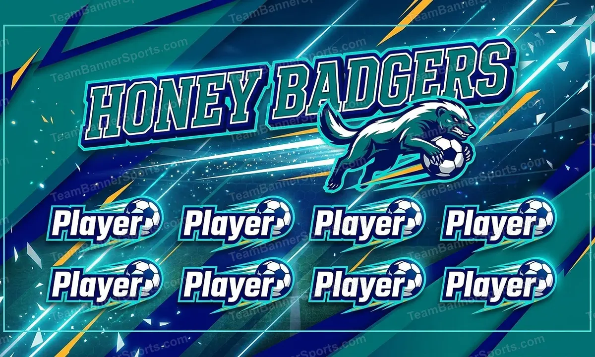 Honey Badgers soccer team banner created with AI