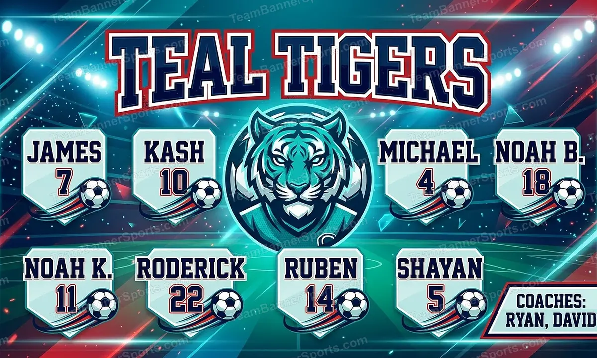 Teal Tigers soccer team banner created with AI