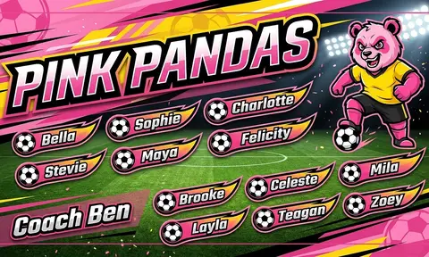 Pink Pandas Soccer AI image template