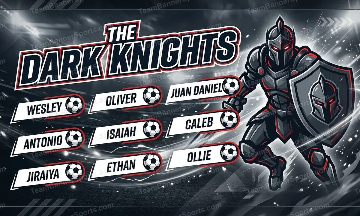 The Dark Knights soccer team banner created with AI