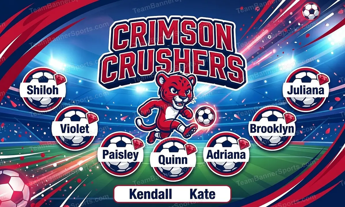 Crimson crushers soccer team banner created with AI