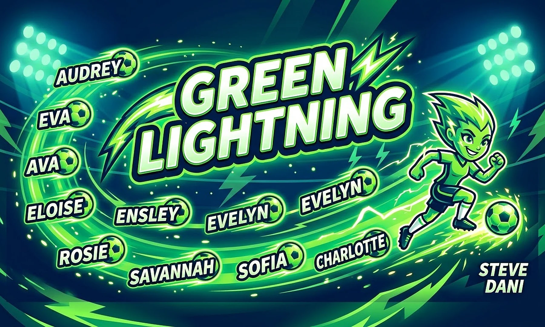 Green Lighting soccer team banner created with AI