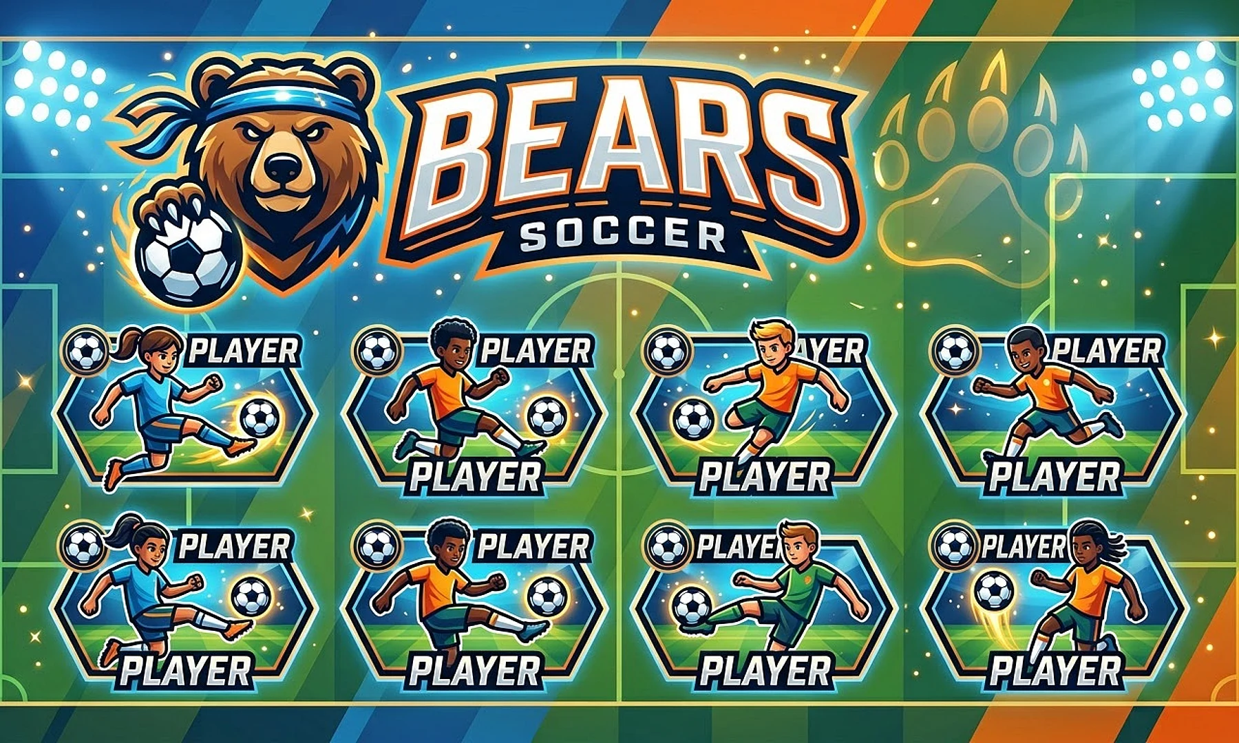 Bears soccer team banner created with AI