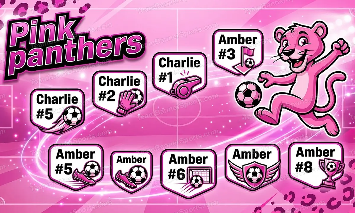Pink panthers soccer team banner created with AI