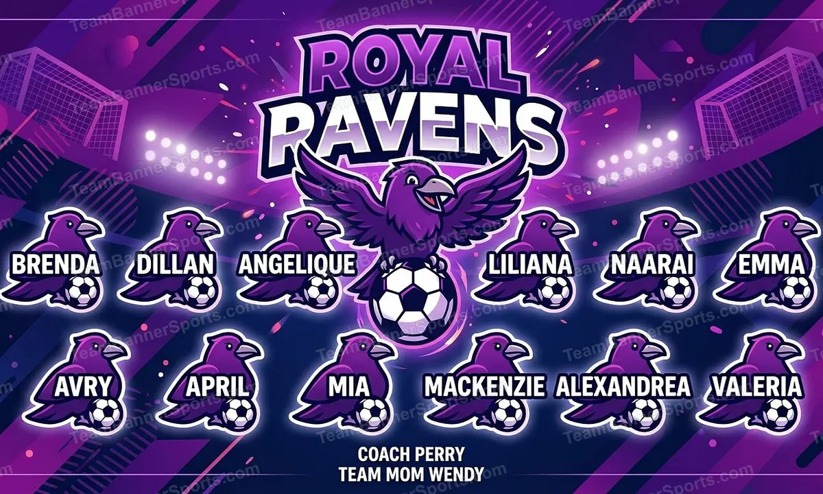 Royal Ravens soccer team banner created with AI