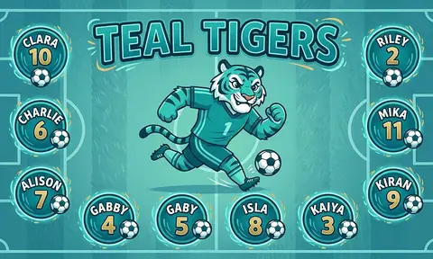 Teal Tigers Soccer AI image template