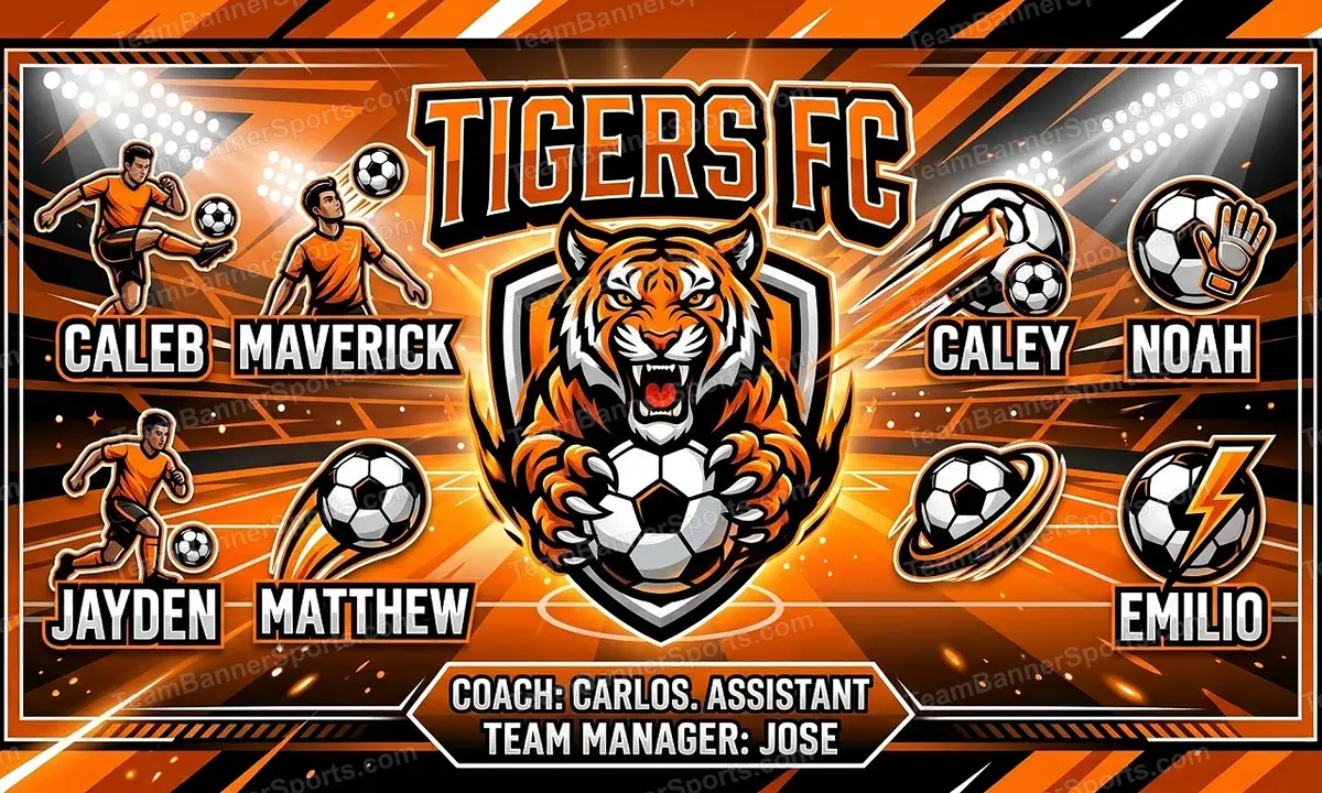 Tigers FC soccer team banner created with AI