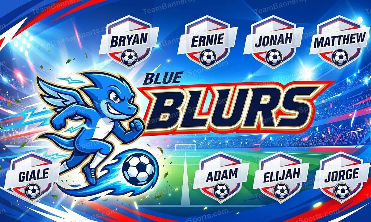 Blue Blurs soccer team banner created with AI