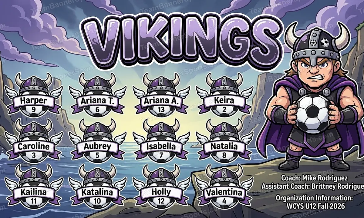 Vikings soccer team banner created with AI