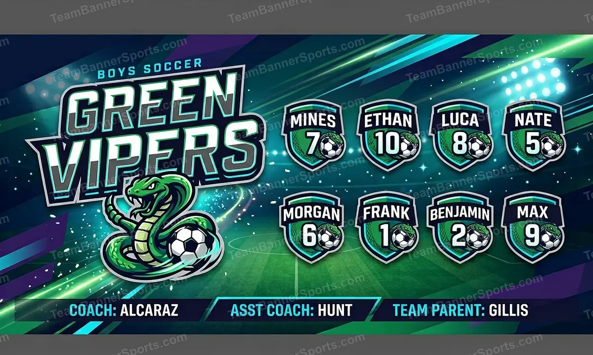 Green vipers soccer team banner created with AI