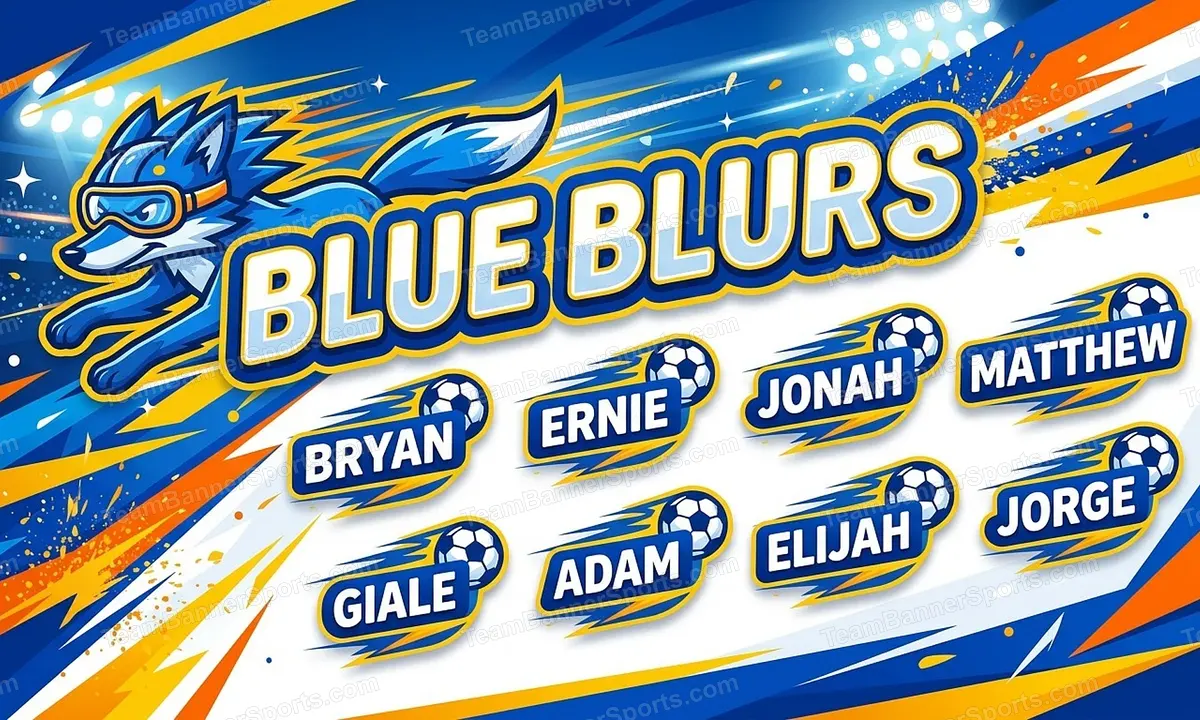 Blue Blurs soccer team banner created with AI