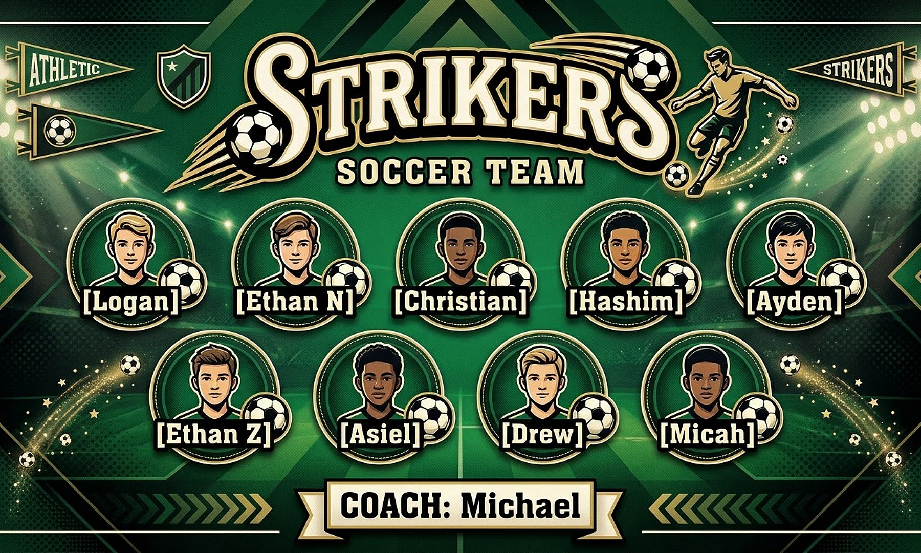 Strikers soccer team banner created with AI