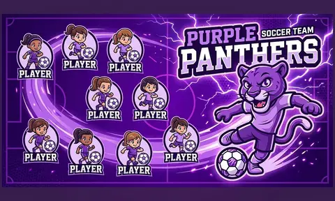 Purple panthers Soccer AI image template