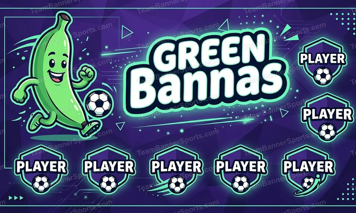 Green bannas soccer team banner created with AI