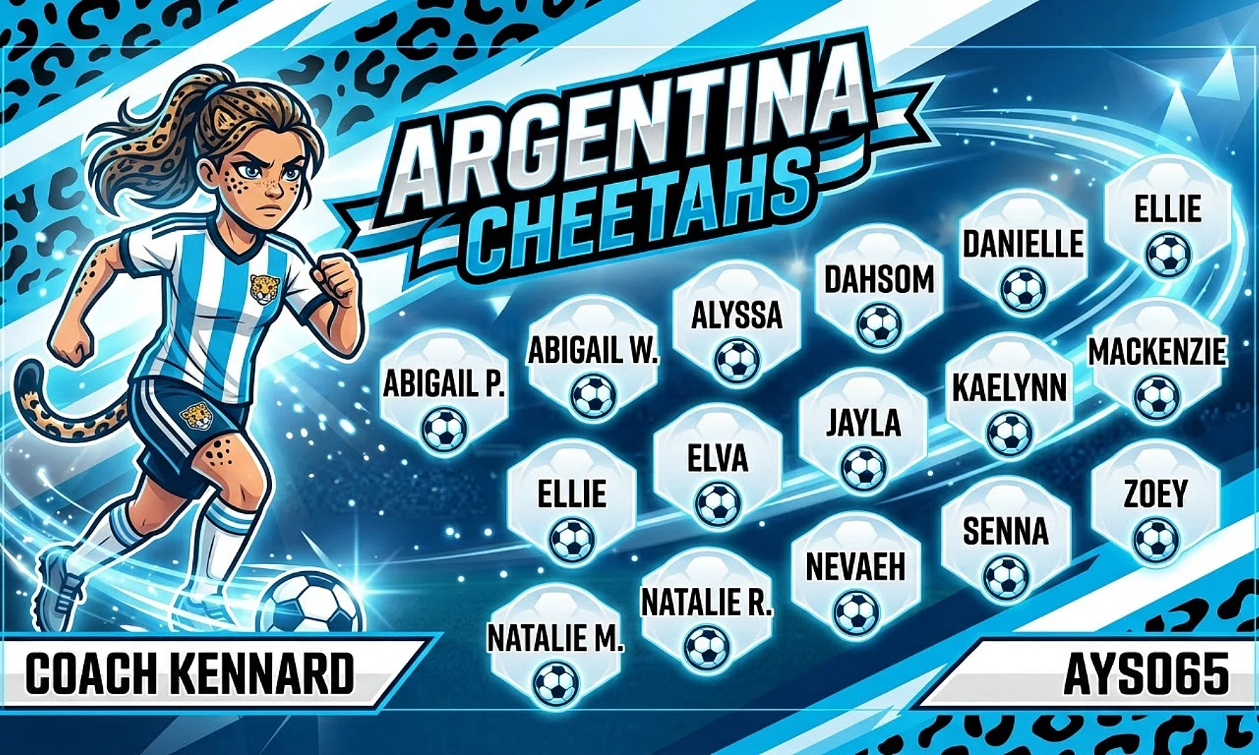 Argentina Cheetahs soccer team banner created with AI