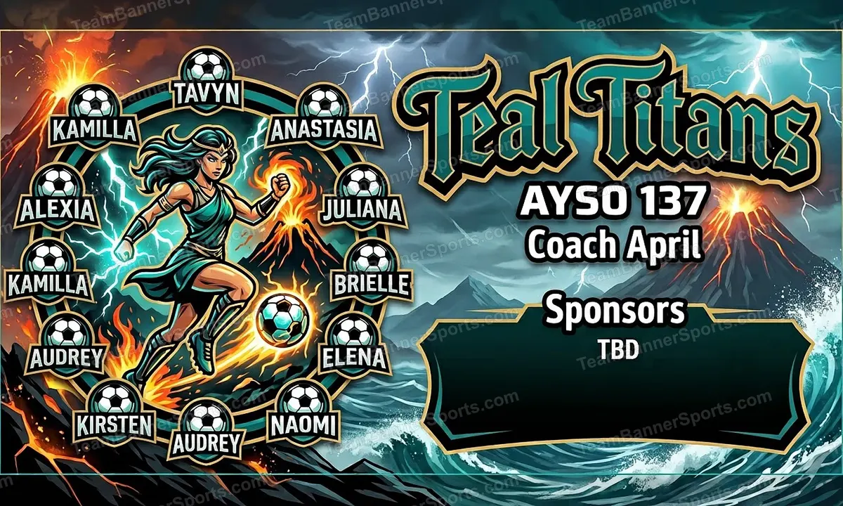 Teal Titans soccer team banner created with AI