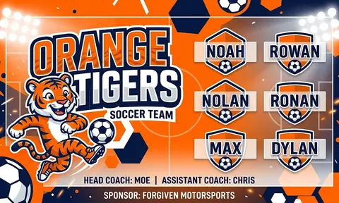 Orange Tigers Soccer AI image template