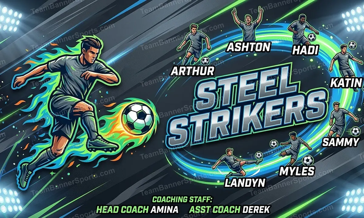 Steel Strikers soccer team banner created with AI