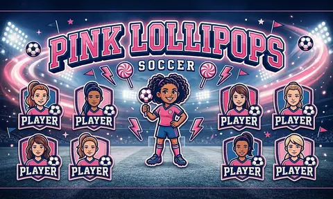 Pink lollipops Soccer AI image template
