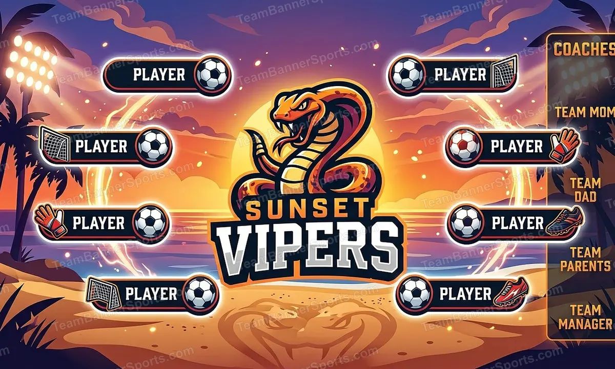Sunset Vipers soccer team banner created with AI
