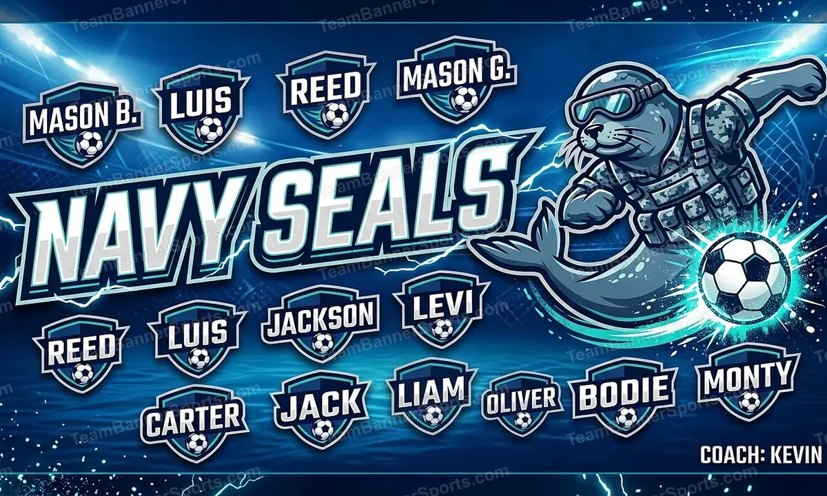 Navy Seals soccer team banner created with AI