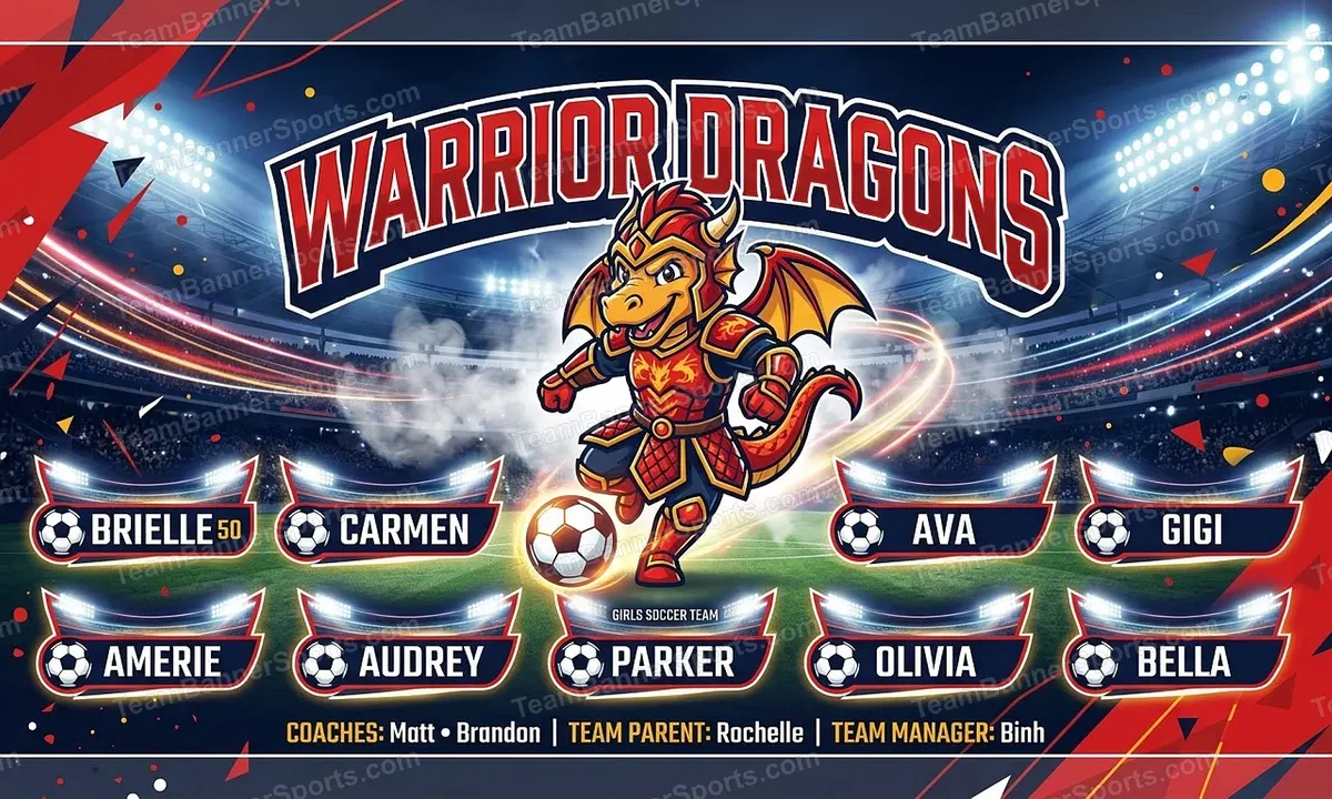 Warrior Dragons soccer team banner created with AI