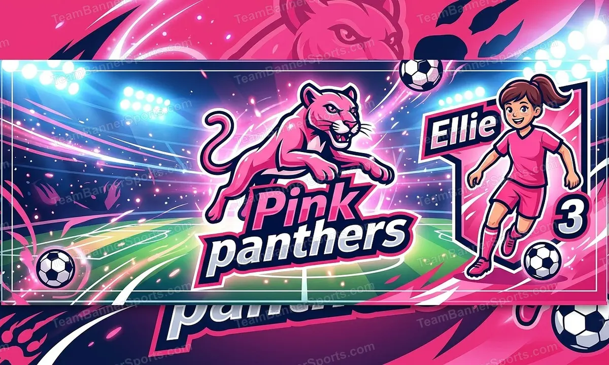 Pink panthers soccer team banner created with AI