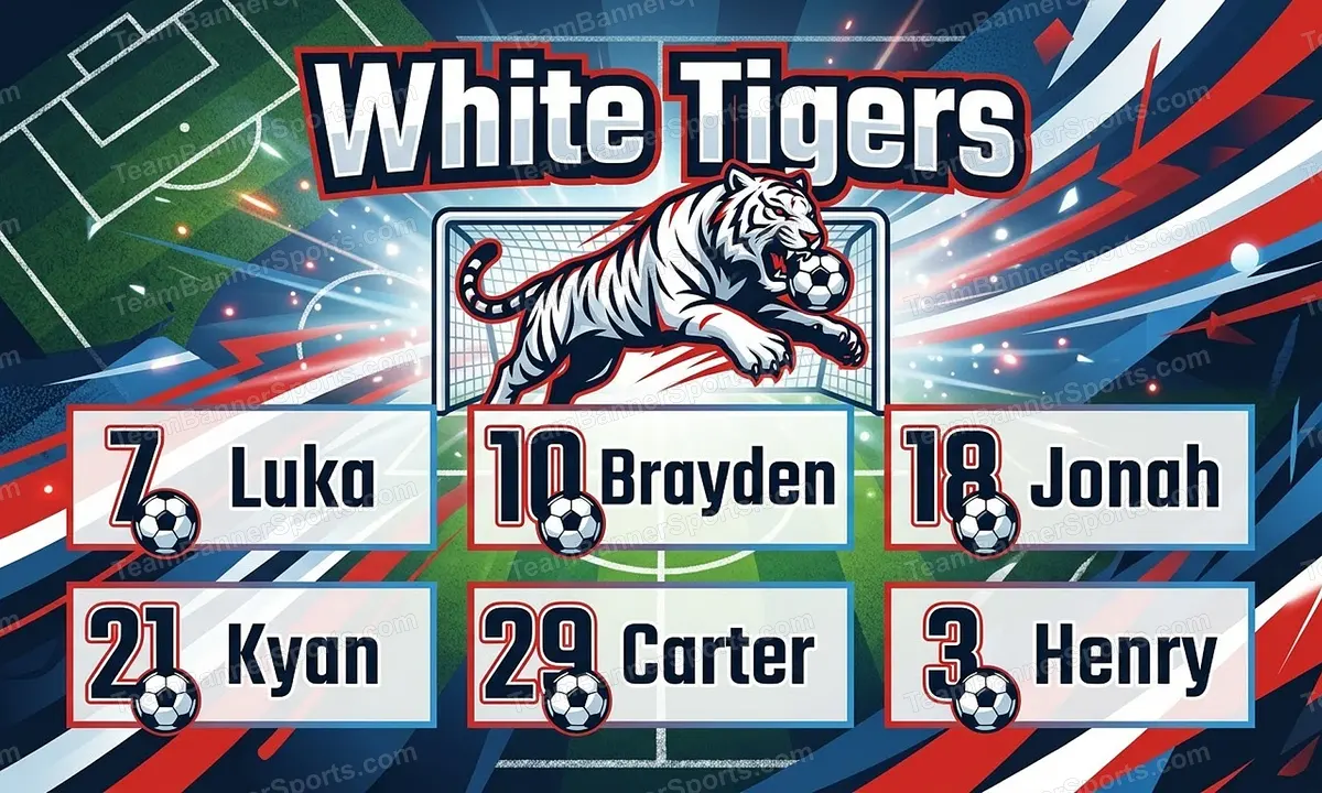 White Tigers soccer team banner created with AI