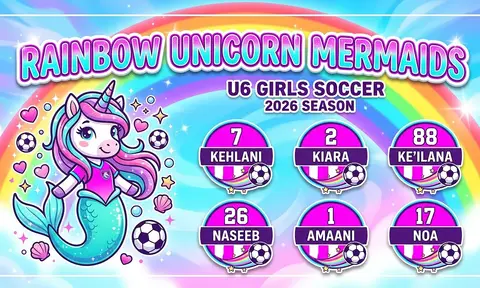 Rainbow Unicorn Mermaids Soccer AI image template