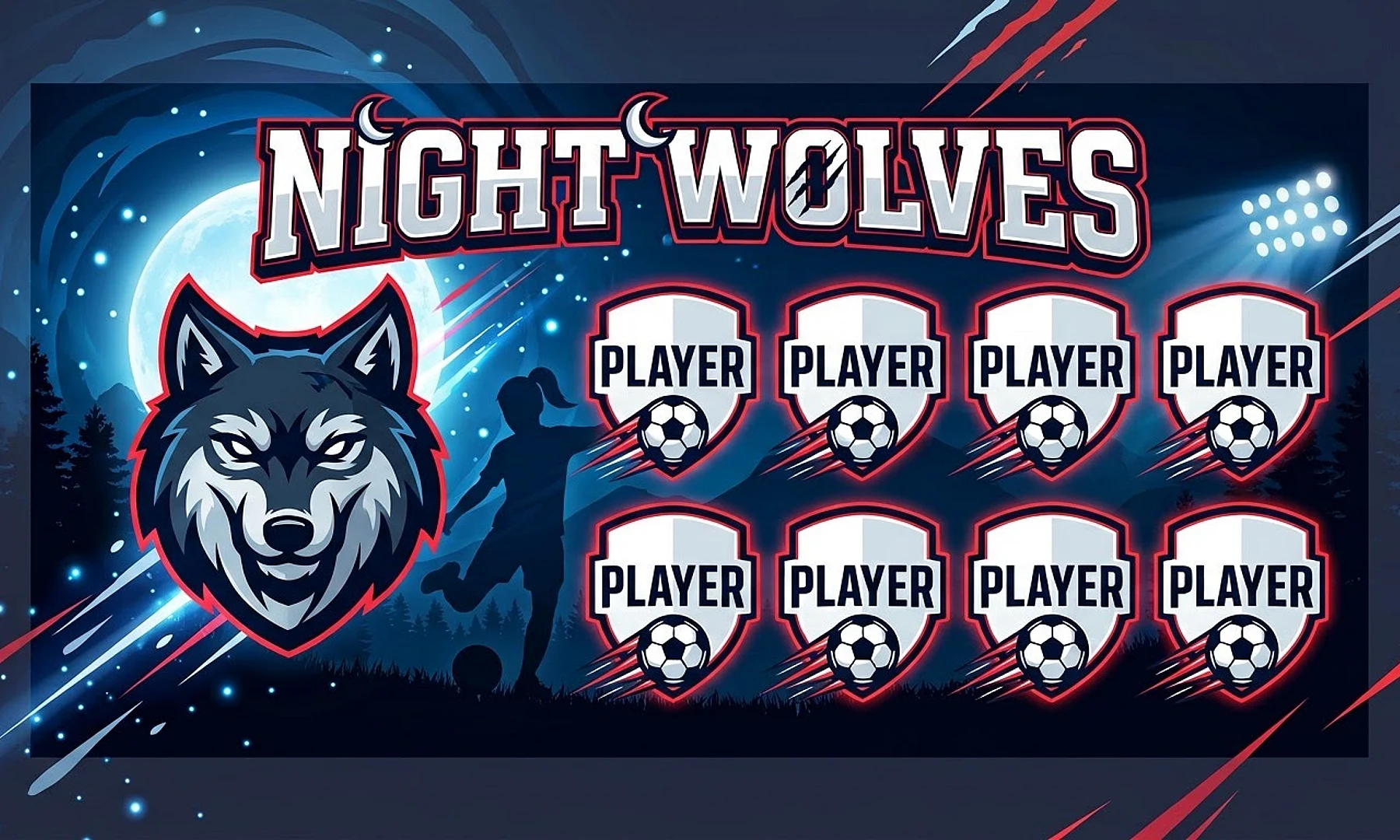 night wolves soccer team banner created with AI