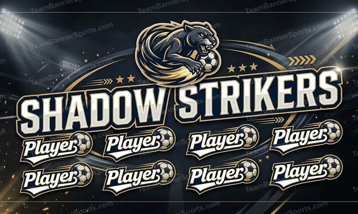 Shadow Strikers soccer team banner created with AI
