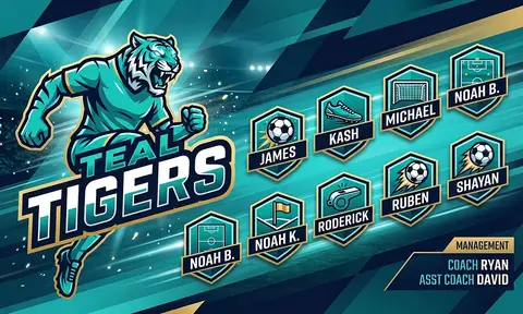 Teal Tigers Soccer AI image template
