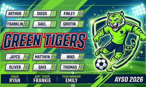 Green Tigers Soccer AI image template