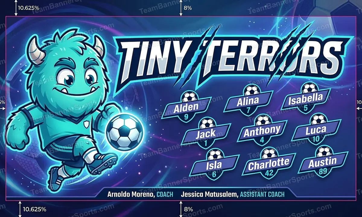 Tiny Terrors soccer team banner created with AI