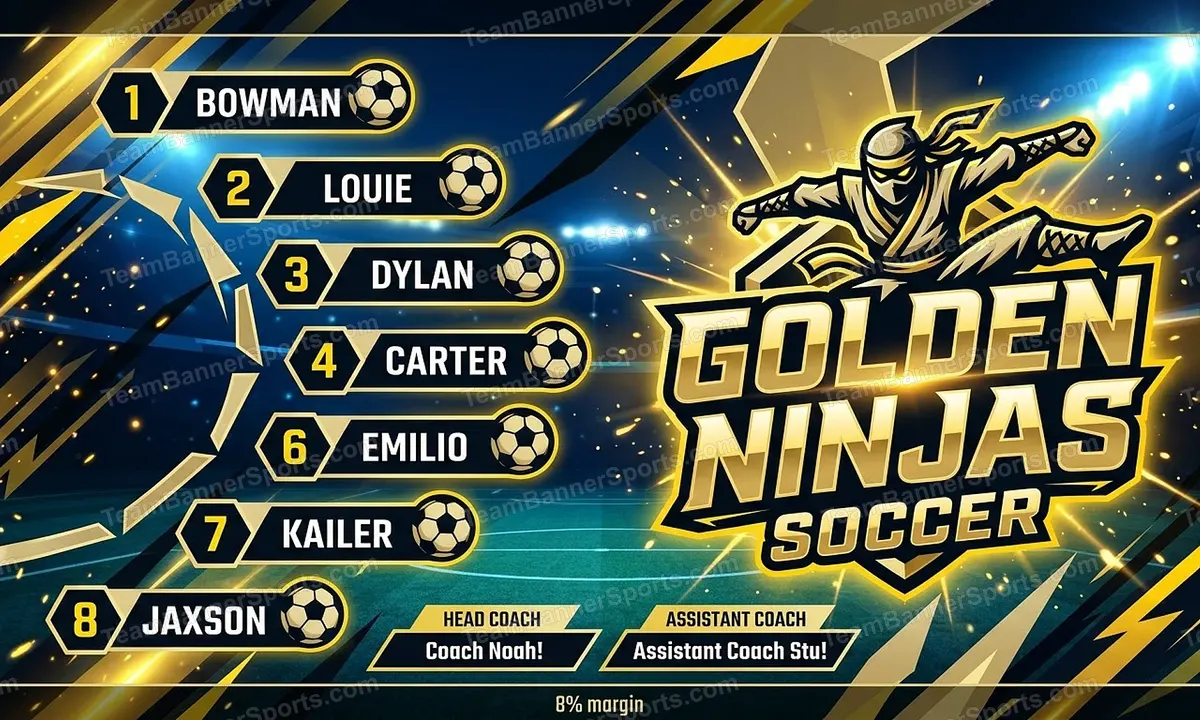 Golden Ninjas soccer team banner created with AI