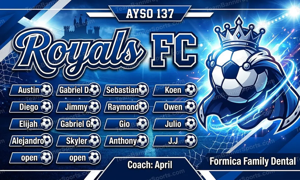 Royals FC soccer team banner created with AI