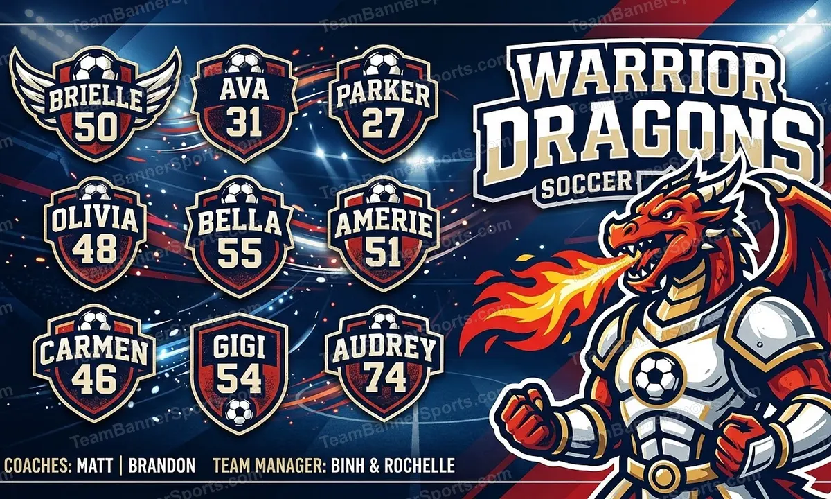 Warrior Dragons soccer team banner created with AI