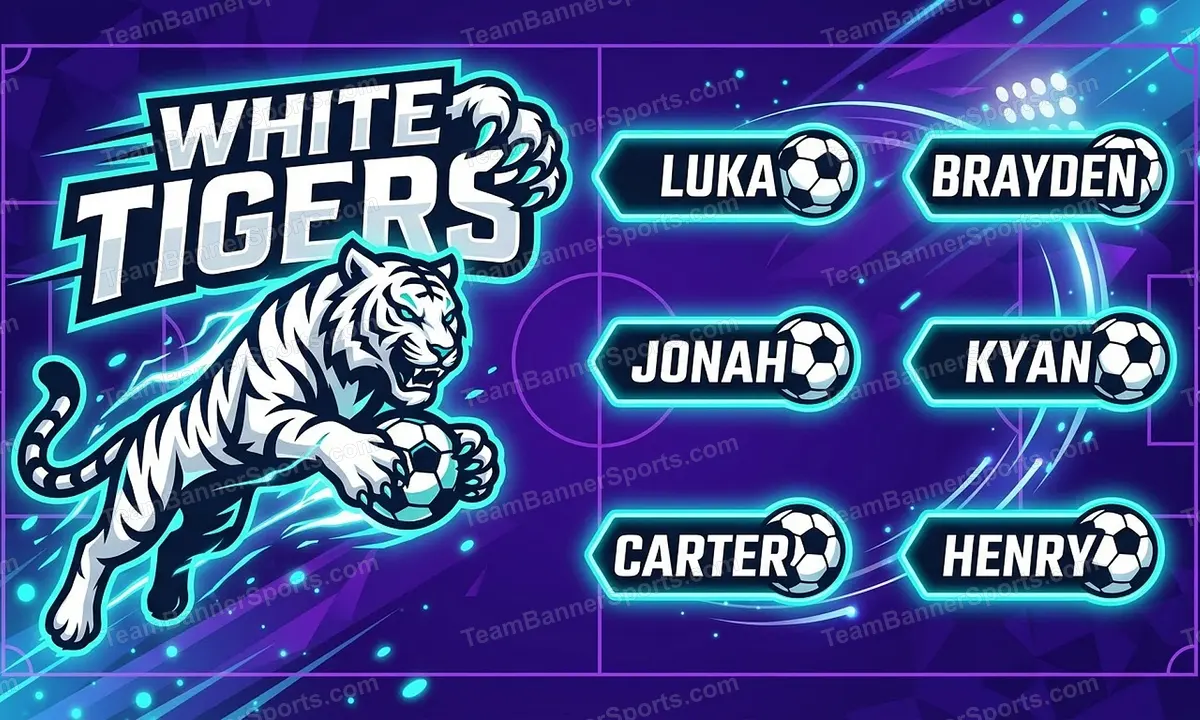 White Tigers soccer team banner created with AI