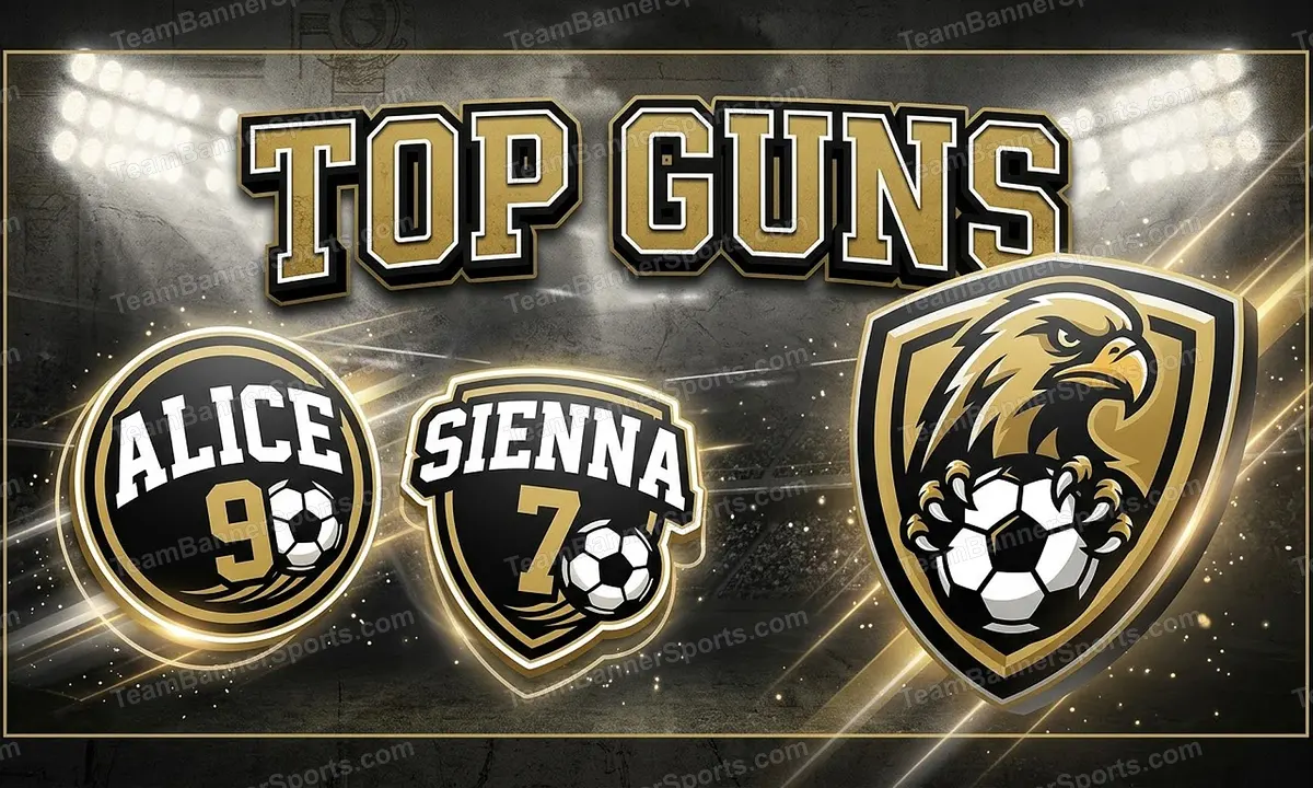 Top Guns soccer team banner created with AI