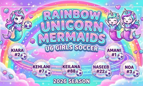 Rainbow Unicorn Mermaids Soccer AI image template