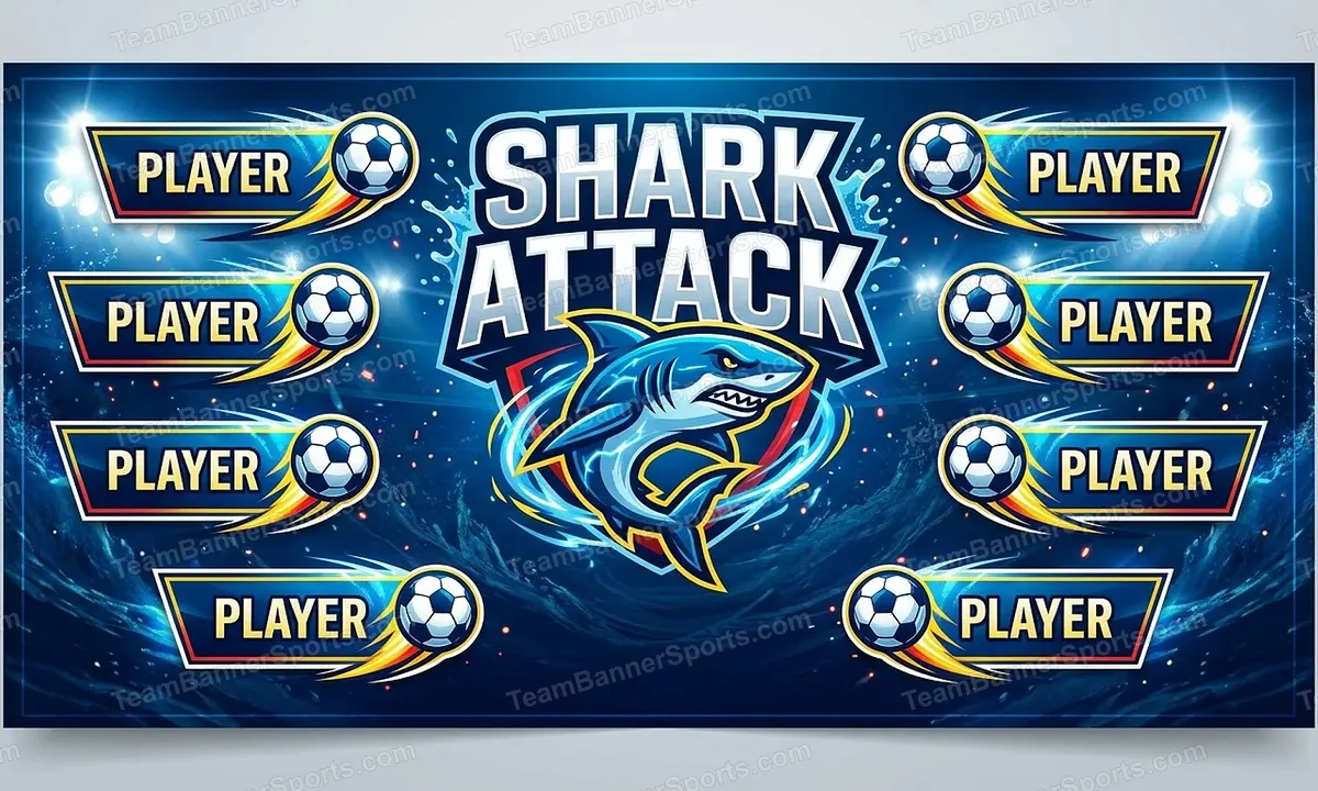 Shark Attack soccer team banner created with AI