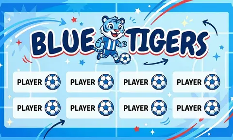 Blue Tigers Soccer AI image template