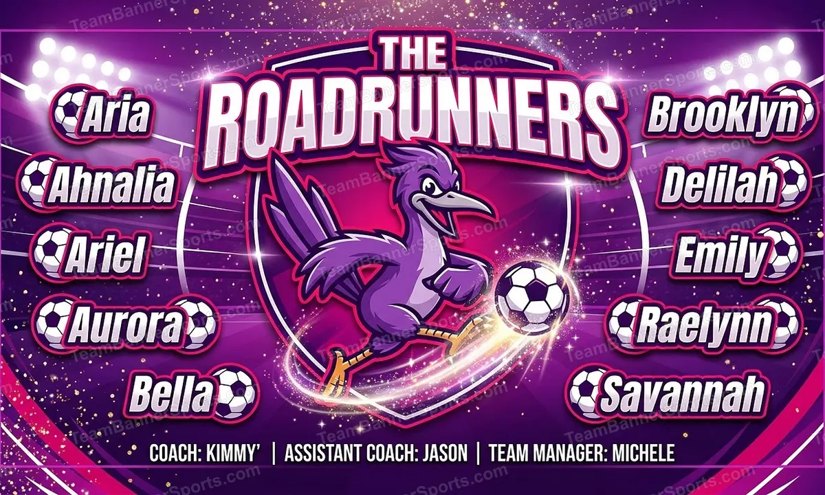 The Roadrunners soccer team banner created with AI