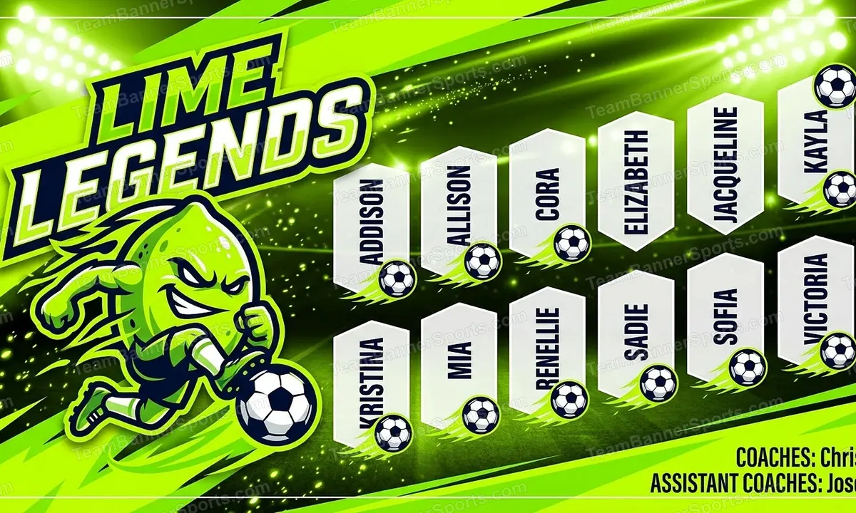 Lime Legends soccer team banner created with AI