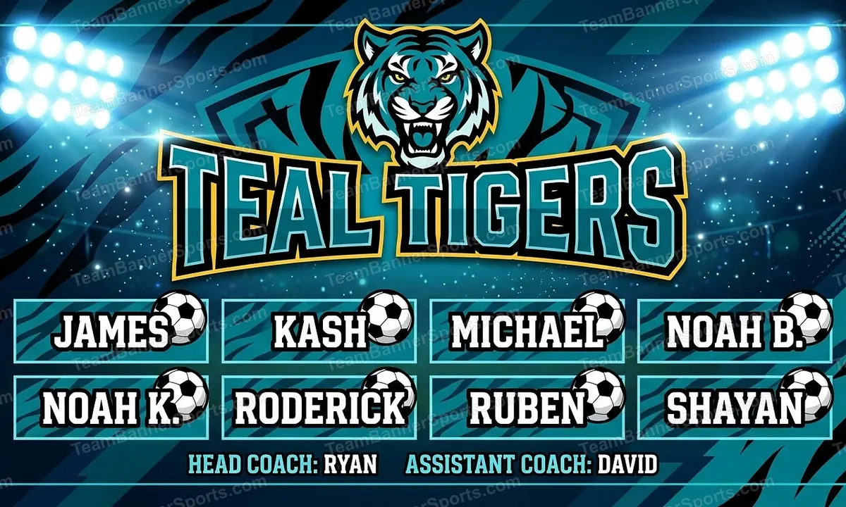 Teal Tigers soccer team banner created with AI
