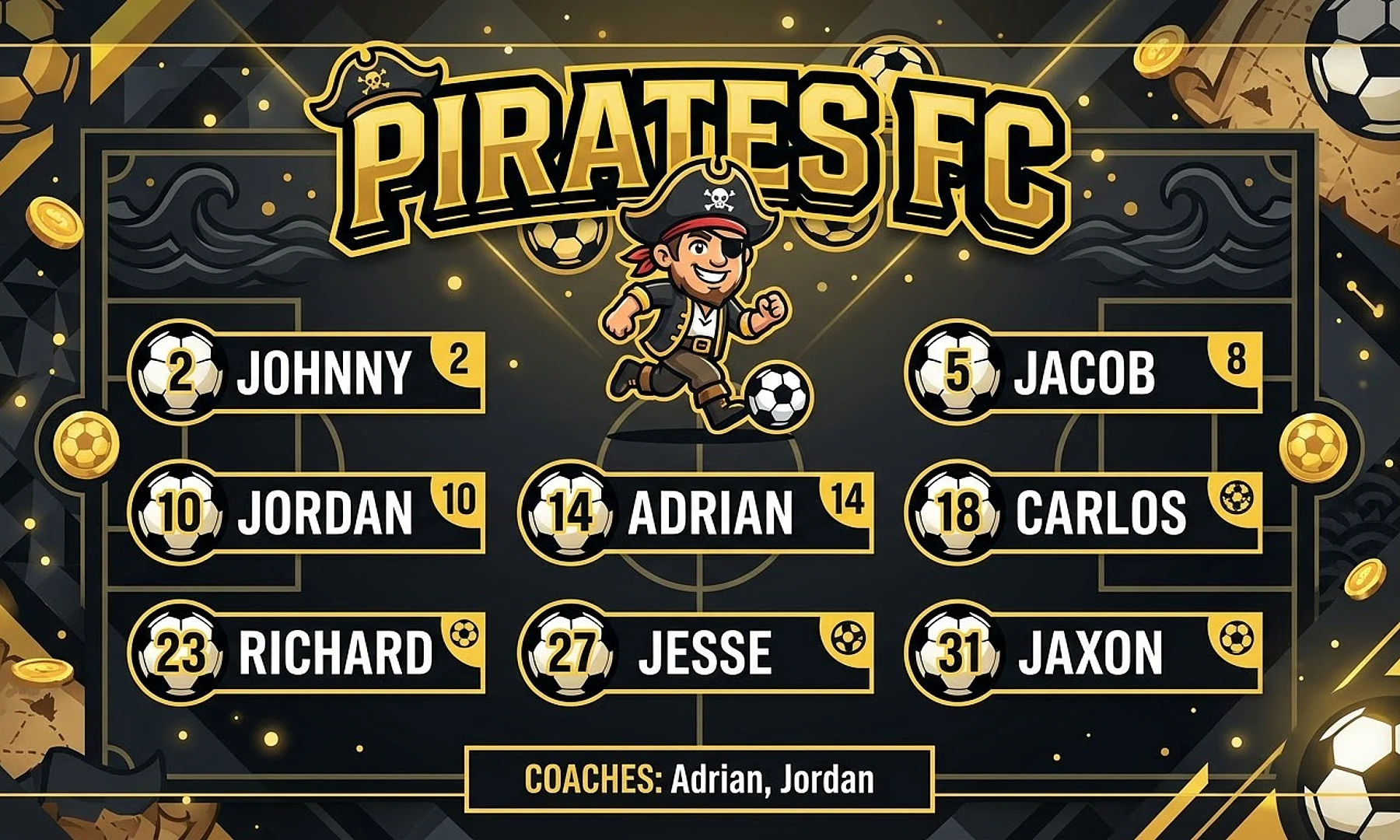 Pirates FC soccer team banner created with AI