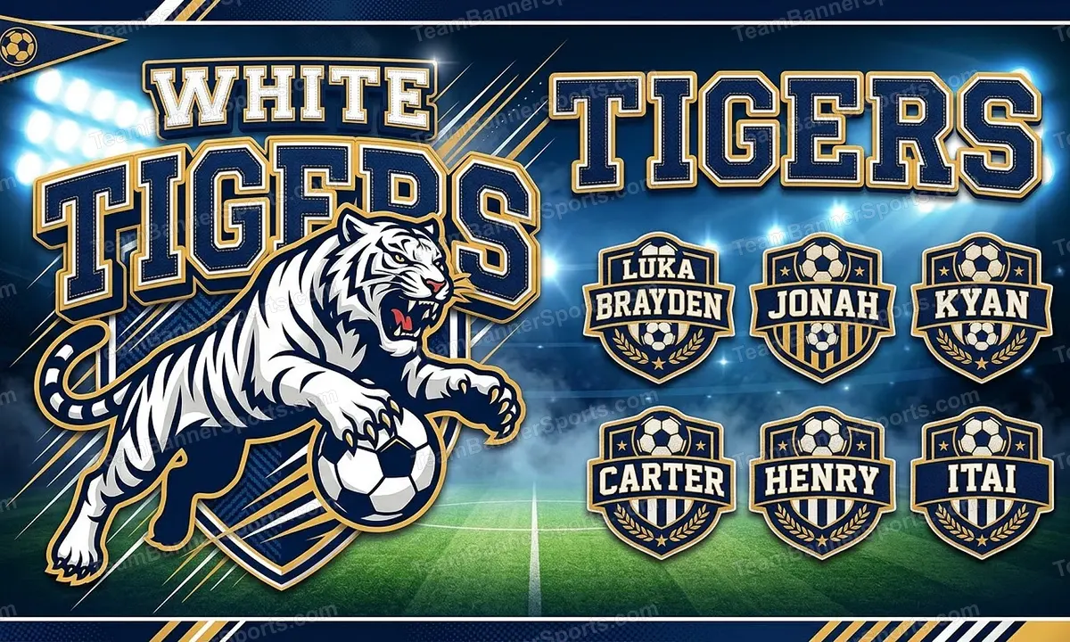 White Tigers soccer team banner created with AI