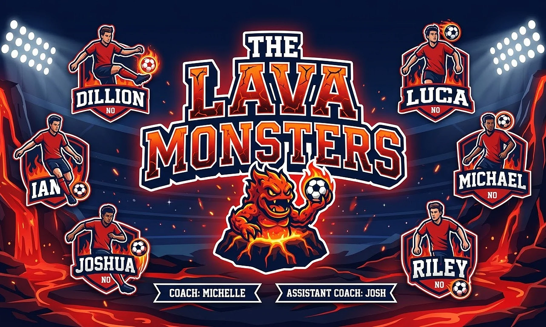 The Lava Monsters soccer team banner created with AI