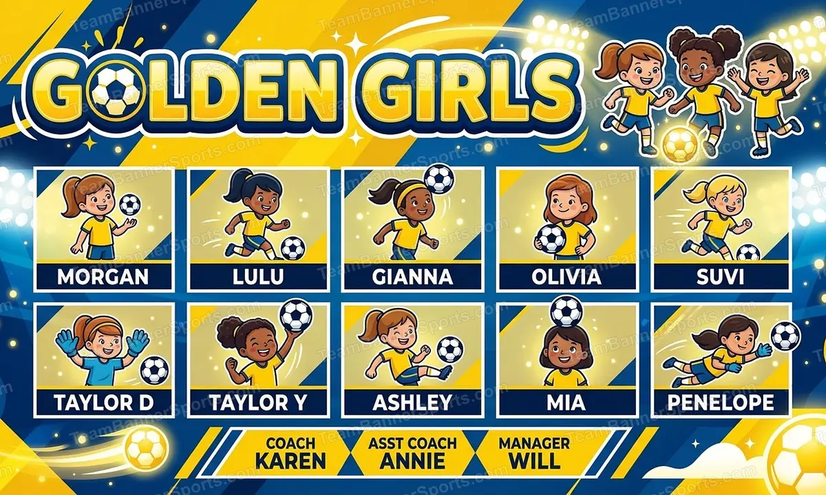 Golden Girls soccer team banner created with AI
