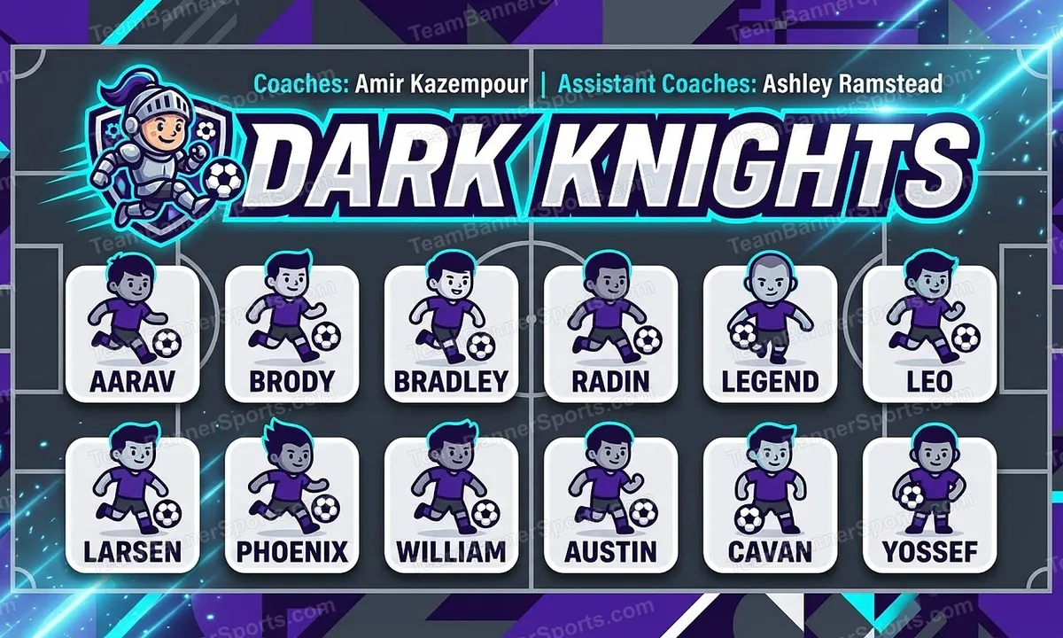 Dark Knights soccer team banner created with AI